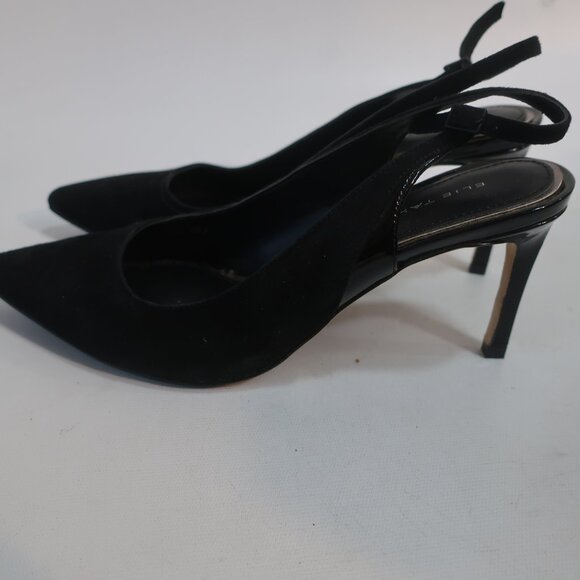 Womens Elie Tahari Black Suede Pointy Slingback Heels Pumps 38.5 US/8.5 - Picture 6 of 11